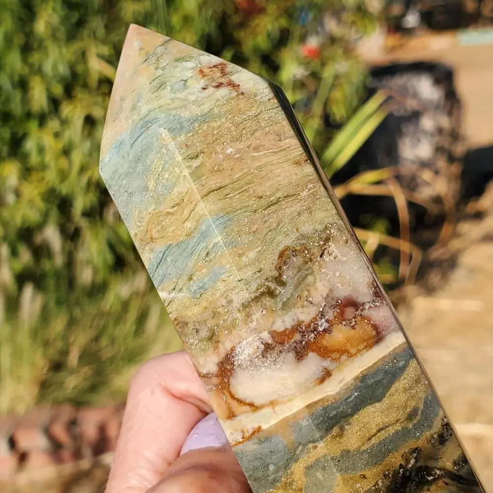 Ocean Jasper Green Sea Crystal Tower Point 320 grams